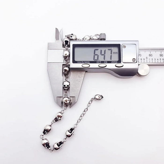 925 Sterling Silver Rebel Street Skulls Link Chain Bracelet Punk Fashion For Men And Women