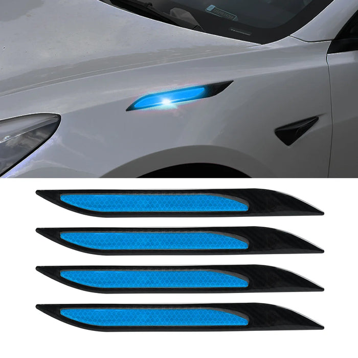 4Pcs Car Reflective Strips Carbon Fiber Bumper Protector Auto Safety Warning Sticker Anti-Scratch Tape Auto Styling
