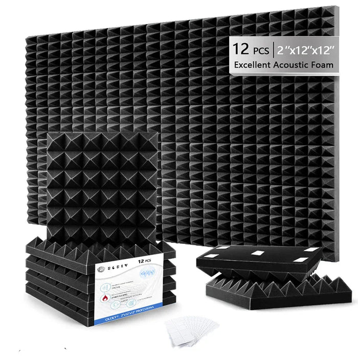 12 Pieces Acoustic Sound Proof Foam Panels For Wall Decor Door Ceiling Isolation