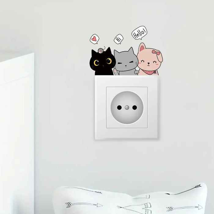 Adorable Cat Switch Sticker For Kids Room Decor