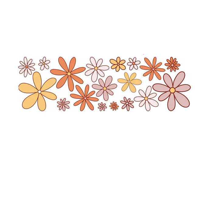 18 Piece Retro Hippie Flower Wall Stickers For Home Decor