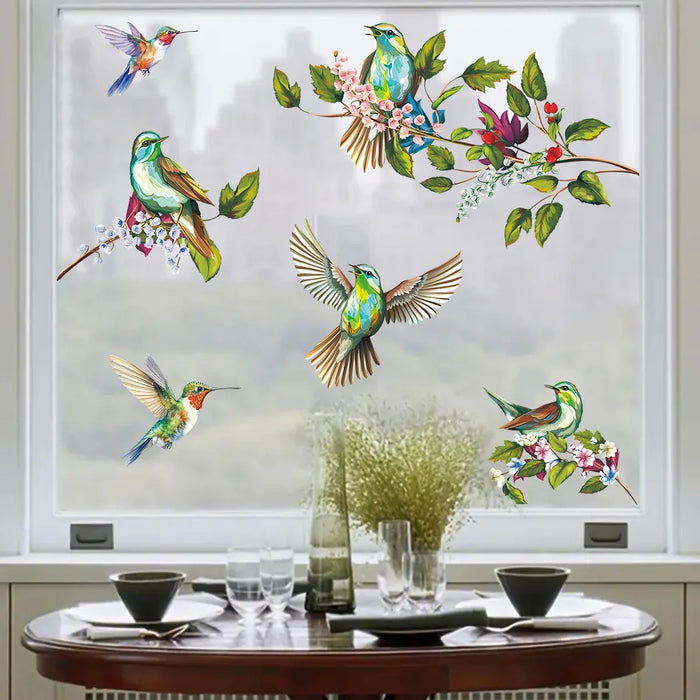 Watercolour Bird Branch Window Stickers For Home Decor