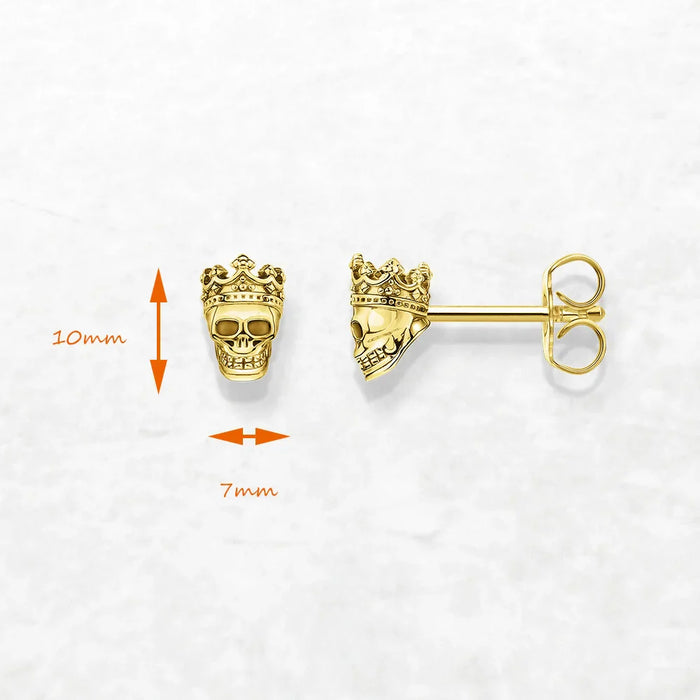925 Sterling Silver Vintage Skull King Earrings