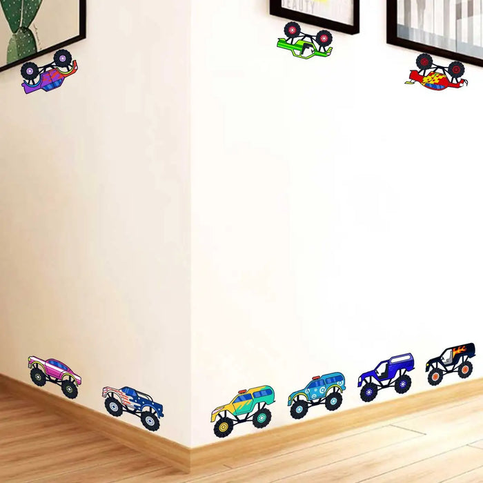 3 Piece Cartoon Car Wall Decals For Kids Room Decor