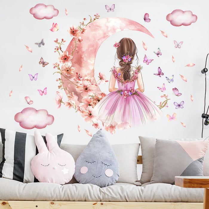 2 Piece Cloud Moon Wall Stickers For Kids Room Decor