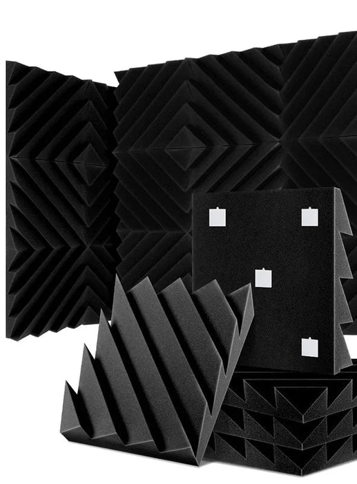 6 / 12 / 24 Pieces Black Diamond Groove Acoustic Foam Wall Panels Soundproof Studio Wedge Tiles