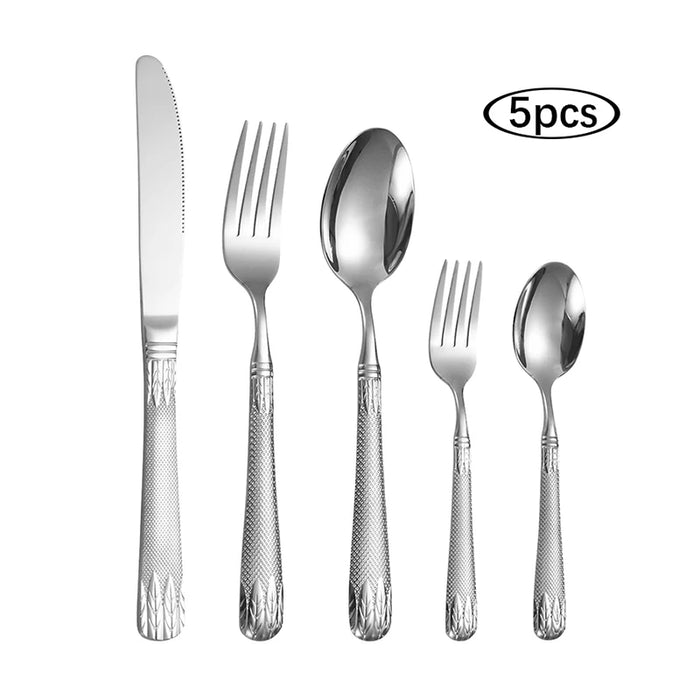 6 / 30 Piece Stainless Steel Wheat Tableware Set