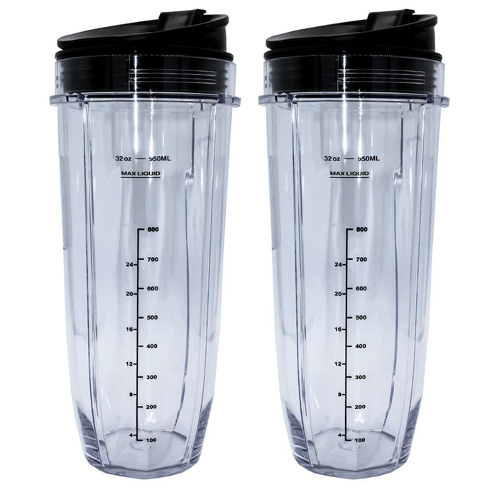 32Oz Cup With Sip N Seal Lids Compaible With Nutri Ninja Auto-Iq 1000W And Duo Blenders - Premium Blender Cups 2 Pack