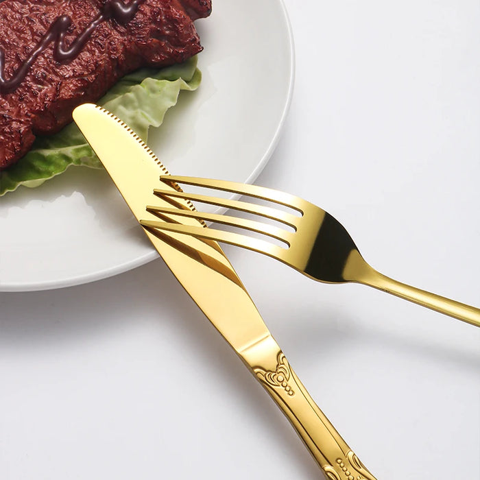 24 Piece Stainless Steel Cutlery Set For Family Hotel Party Christmas Tableware