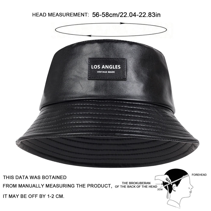 Stylish Unisex Pu Leather Bucket Hat For Outdoor Sun Protection