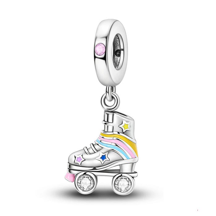 925 Sterling Silver Colourful Pulley Pendant Charms Beads For Women Bracelet