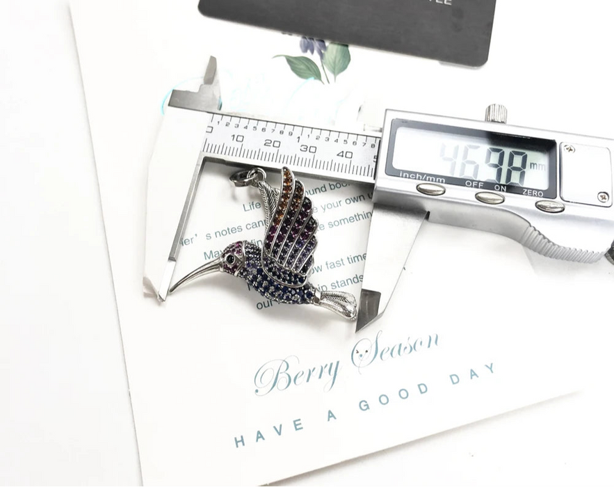 925 Sterling Silver Colourful Hummingbird Pendant Fashion Jewelry For Women