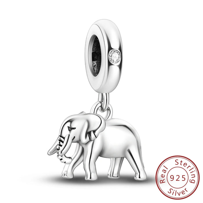 925 Sterling Silver Elephant Charm Pendant Fits Bracelets & Necklaces Diy Gift