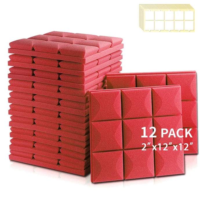 12 Pack Acoustic Soundproof Panels For Studio & Bedroom Self-Adhesive Ceiling Foam Insulation