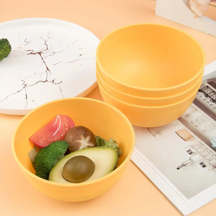 4 / 6 / 8 Piece Reusable Yellow Cereal Bowls Ideal For Food Dessert Camping