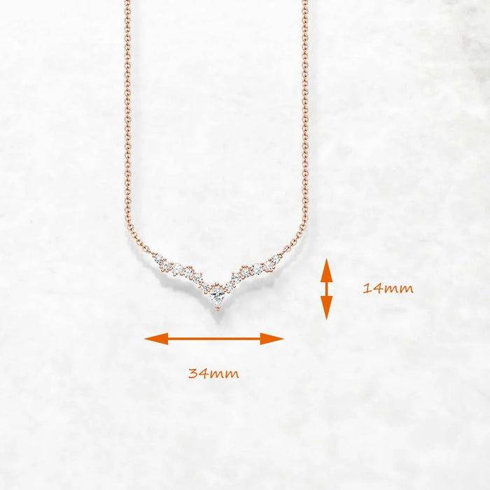 925 Sterling Silver Rose Gold Ice Crystal Necklace Fashion Jewelry For Women