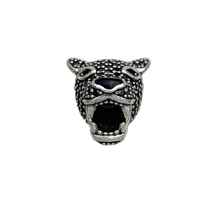 925 Sterling Silver Leopard Panther Bead Solid Charm For Rebel Street Style Fits European Bracelets Gift For Women & Men