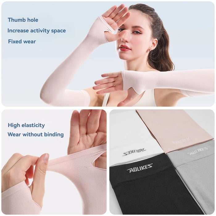 Pair of Sun Protection Arm Covers Cool Anti Uv Sleeves For Outdoor Activities