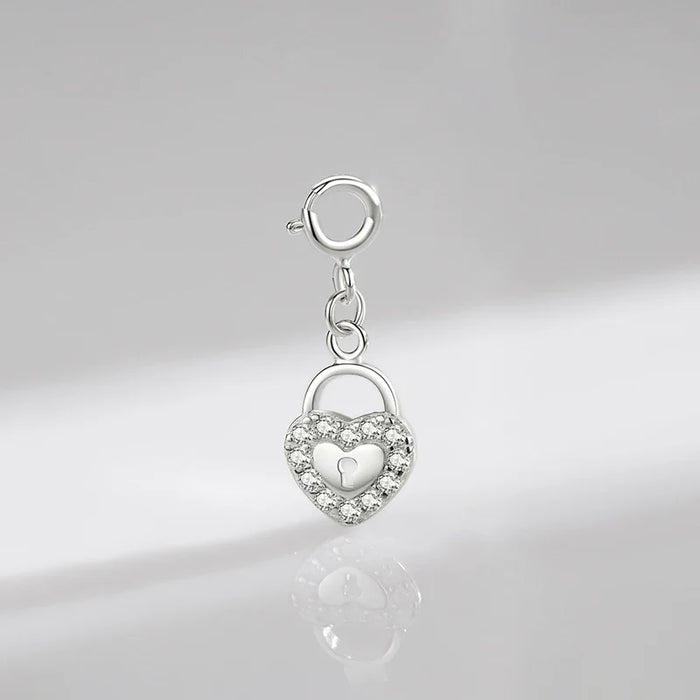 925 Sterling Silver Romantic Keyhole Hearts Charm For Bracelet Or Necklace