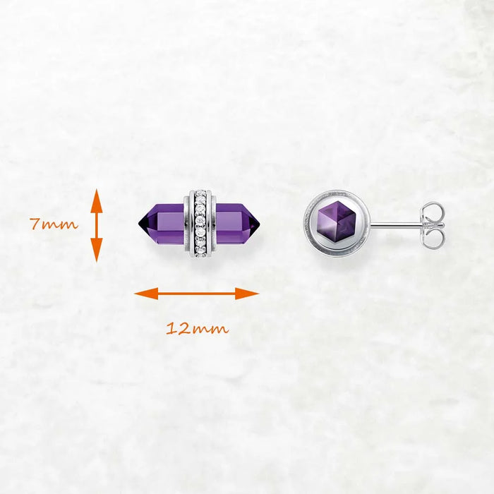 925 Sterling Silver Hexagon Stone Stud Earrings