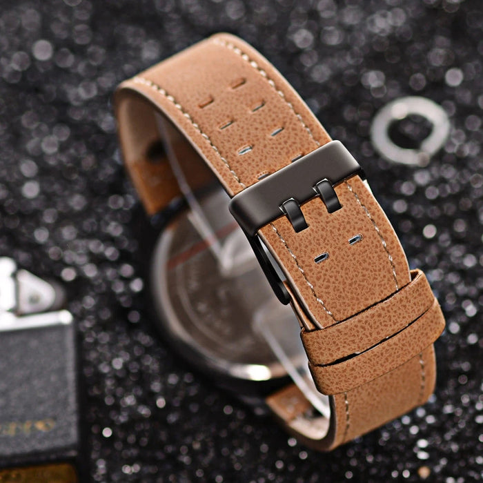 Leather Band Mens Quartz Watch