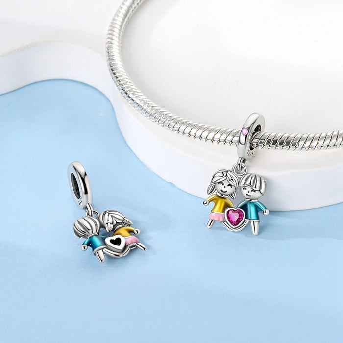 925 Sterling Silver Sister Charm Pendant Fits Bracelet Diy Gift