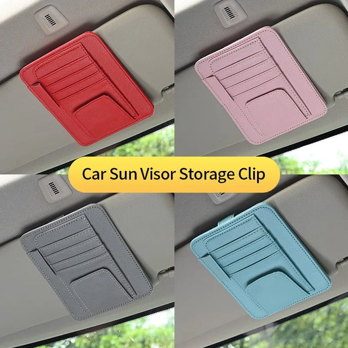Car Sun Visor Storage Organizer Multi-Pocket Document Holder For Credit Cards Sunglasses And Pens Auto Interior Accessory
