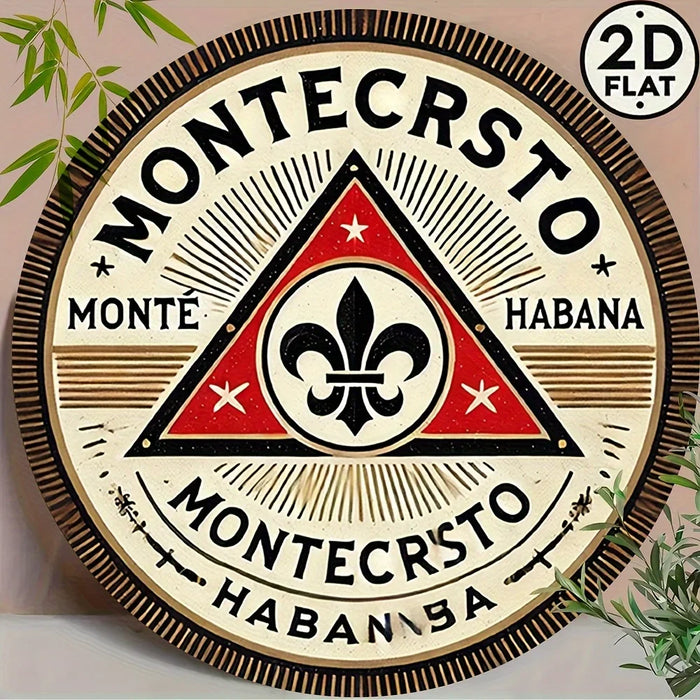 Vintage 8 Montecristo Cigar Metal Sign Red / Black Triangle Design