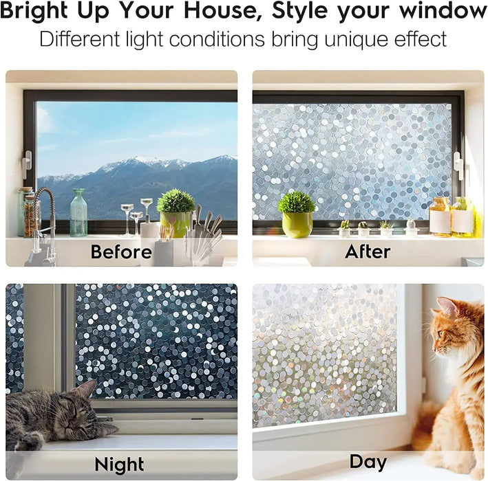 Rainbow Window Film - Stained Glass Clings - 3D Decorative Coverings - Static Cling Removable