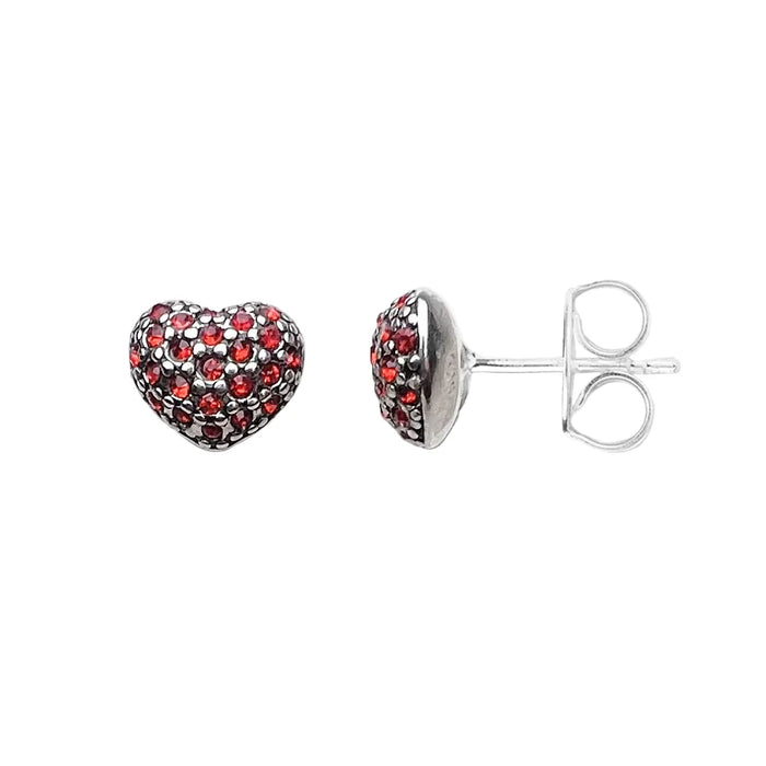 925 Sterling Silver Romantic Pink Heart Stud Earrings