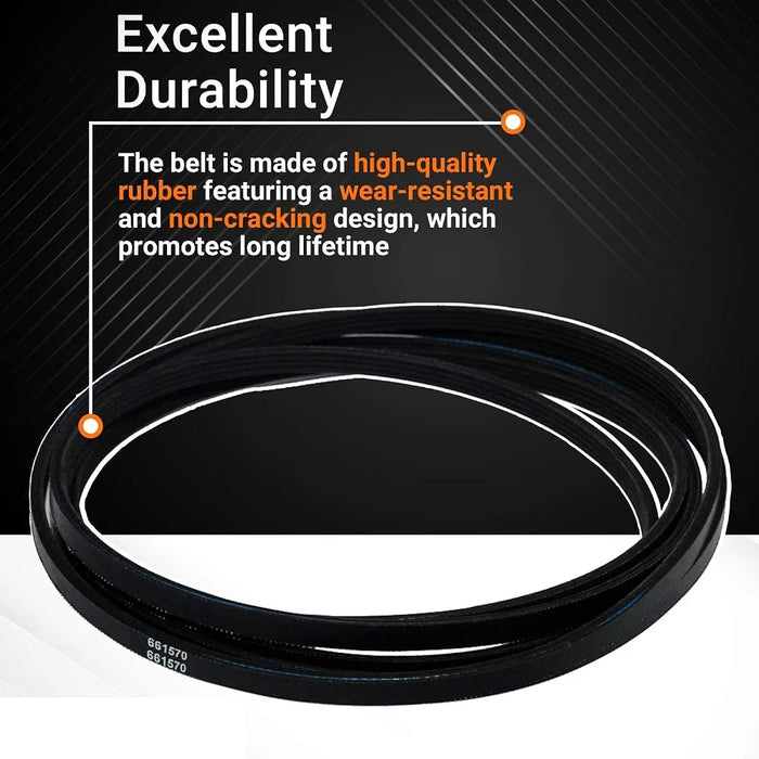 661570 Dryer Drum Belt Compatible With Whirlpool Kenmore Dryers 661570V 3387610 3389728 Ps11722115