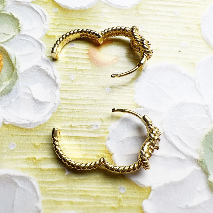 925 Sterling Silver Gold Plated Seafaring Knot Hoop Earrings Bohemian Women Jewelry