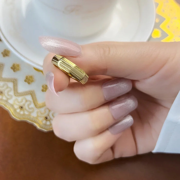 925 Sterling Silver Modern Couples' Ring In Angular Gold For Autumn