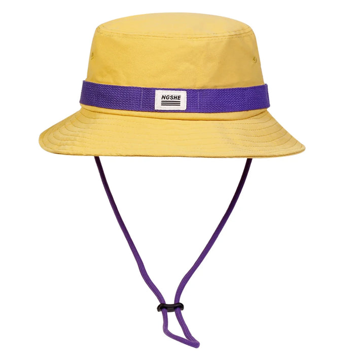 Ngshe Embroidered Drawstring Bucket Hat Sun Protection For Outdoor Adventures