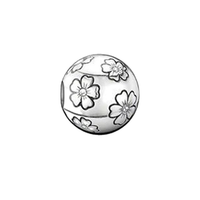 925 Sterling Silver Flower Charm Bead Trendy Sakura Design For Women