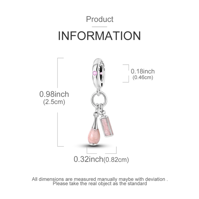 925 Sterling Silver Perfume Lipstick Pendant Charms Fits Bracelet Diy Gift