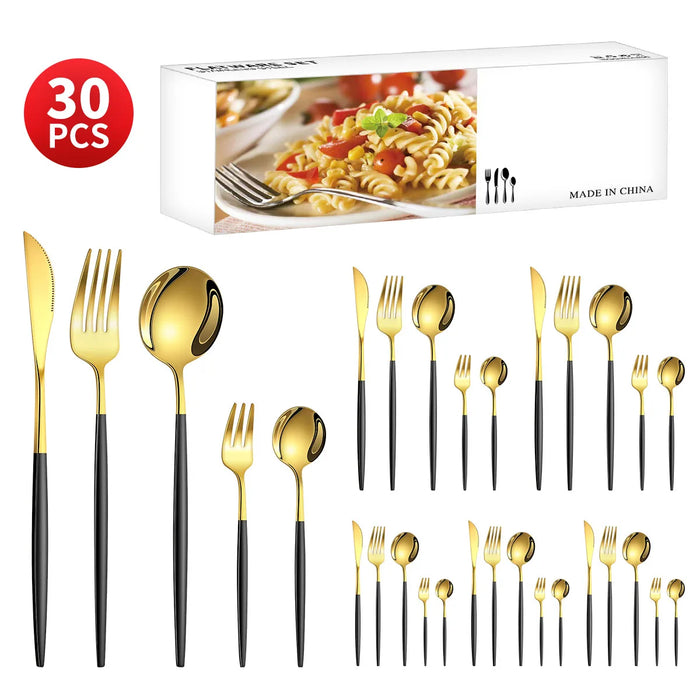 30 Piece Stainless Steel Cutlery Set For Dining Banquets
