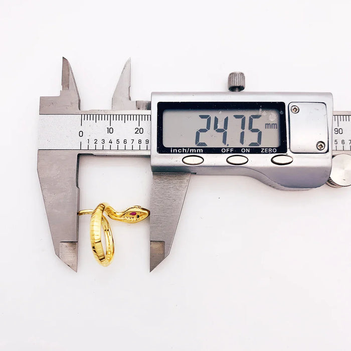 925 Sterling Silver Real Golden Snake Ring Animal For Women