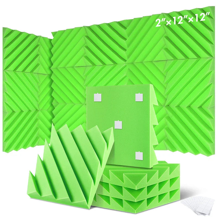 6 / 12 / 24 Pieces Black Diamond Groove Acoustic Foam Wall Panels Soundproof Studio Wedge Tiles