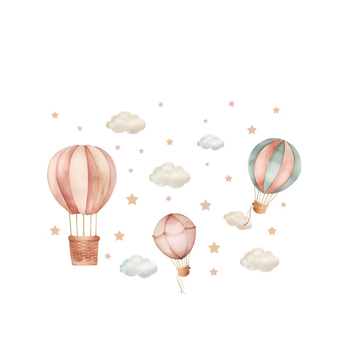 Cartoon Cloud Star Balloon Wall Stickers For Kids Room Decor