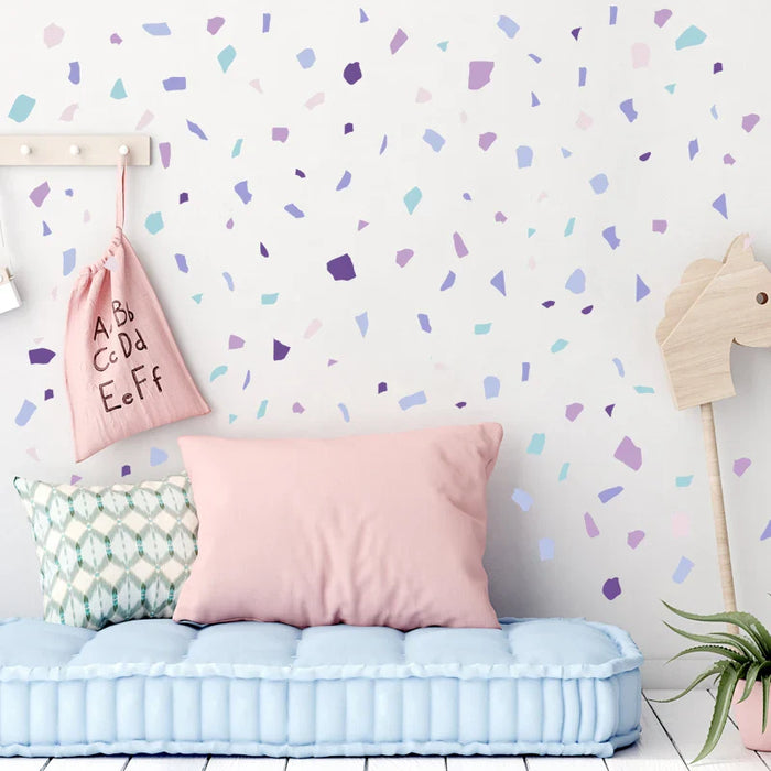 Terrazzo Pattern Wall Stickers Purple & White