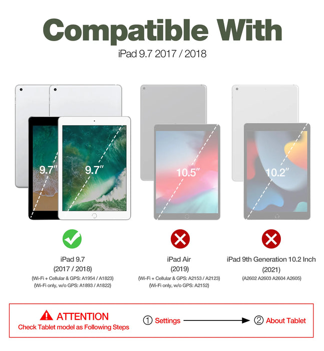 For Ipad 9.7 Inch 6Th / 5Th Generation Built In Screen Protector Heavy Duty Shockproof Protective Case With Pen Holder