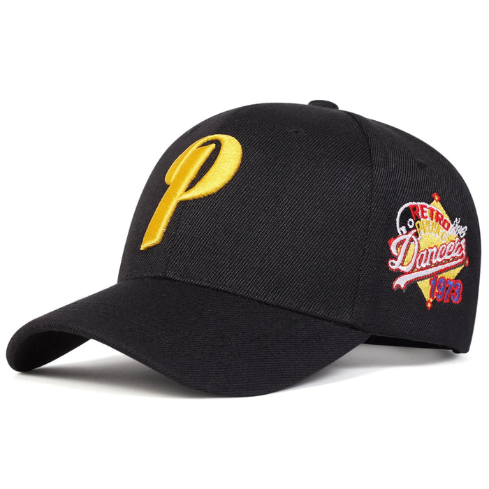 Adjustable Unisex P Letter Embroidered Baseball Cap Spring / Autumn Outdoor Casual Hat