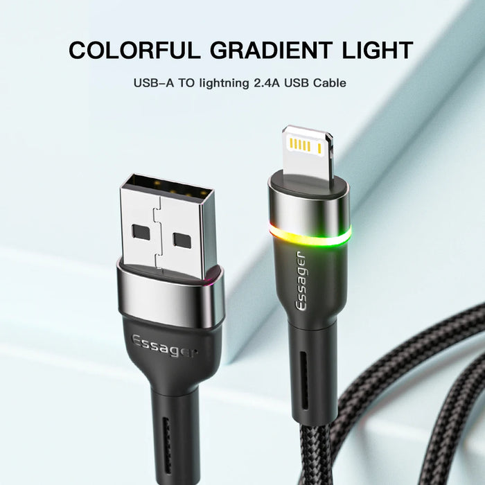 Led Usb Cable For Iphone Cable 14 13 12 11 Pro Xs Max X Xr Fast Charging Mobile Phone Data Cable For Ipad Data Cord Wire