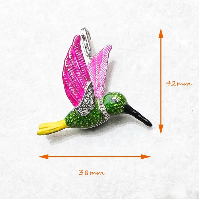 925 Sterling Silver Colourful Hummingbird Pendant Fashion Jewelry For Women