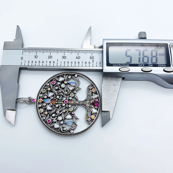 925 Sterling Silver Boho Tree Pendant Colourful Nature Jewelry For Women Summer 2022 Gift