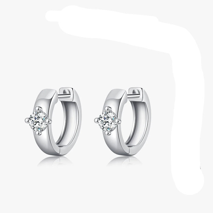 925 Sterling Silver Moissanite Hoop Earrings: Lab Diamond