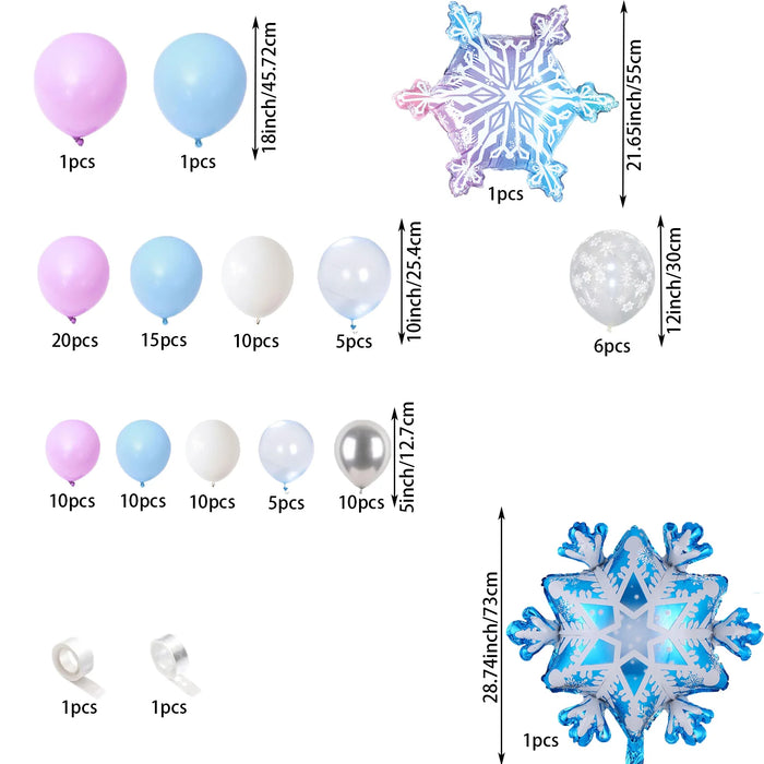 113Pcs Winter Themed Balloon Arch Set Snowflake Explosion Star Balloons Fairyland Princess Birthday Party Wedding Decoration