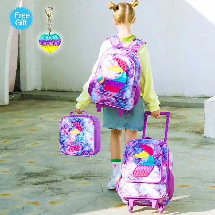 Unicorn Dinosaur Rolling Backpack For Kids