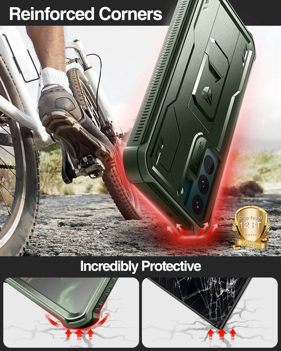 For Samsung Galaxy S22 5G Full Body Bumper Military Grade Armor Shockproof Shell Case With Built In Screen Protector